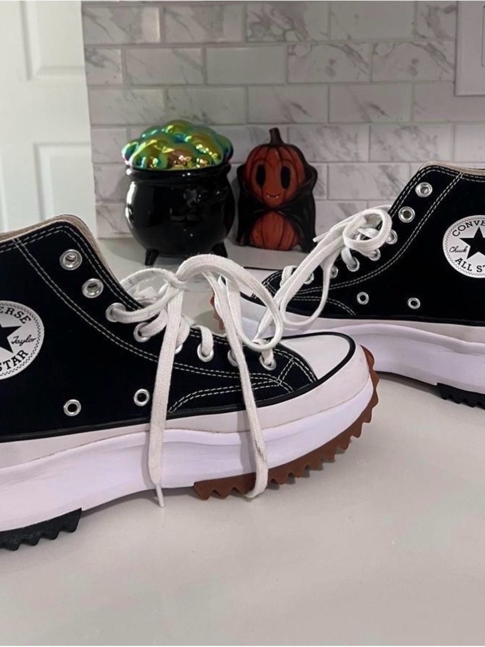 Converse Black & White High-Top Platform Sneakers